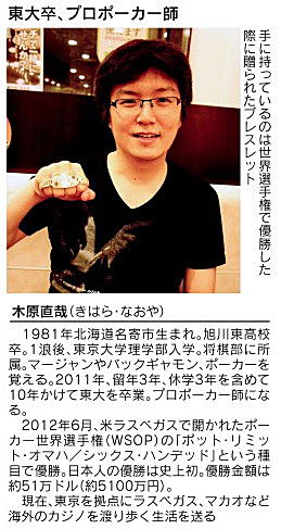ポーカー世界王者 木原直哉さん