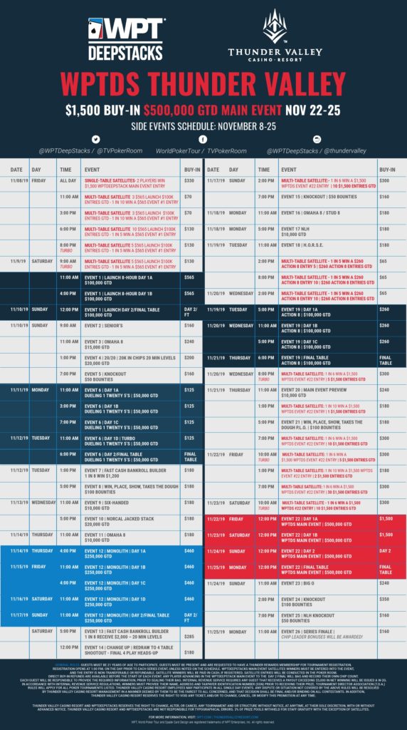 WPTDEEPSTACKS サンダーバレー スケジュール