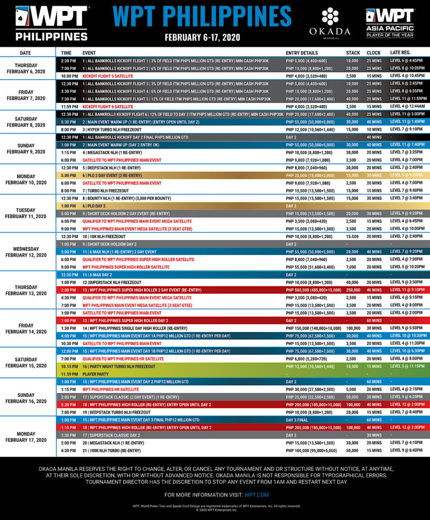 WPTフィリピン シーズン2019-2020スケジュール
