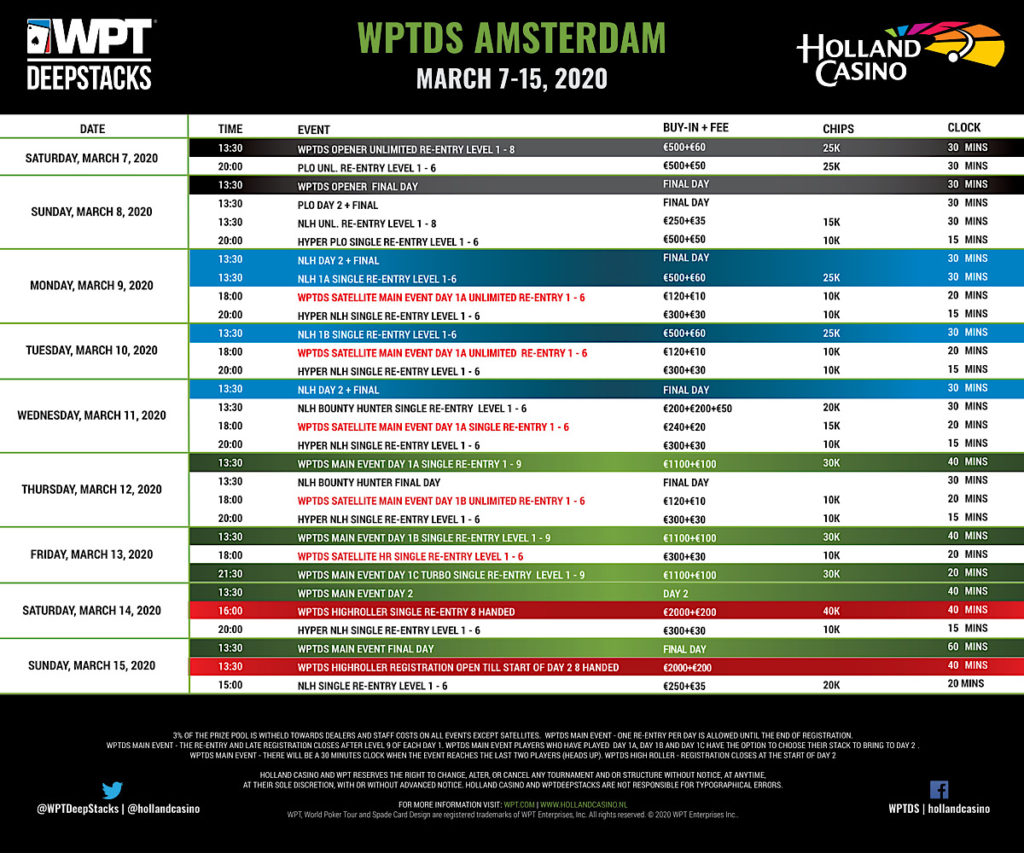 WPTDEEPSTACKSアムステルダム シーズン2019-2020スケジュール